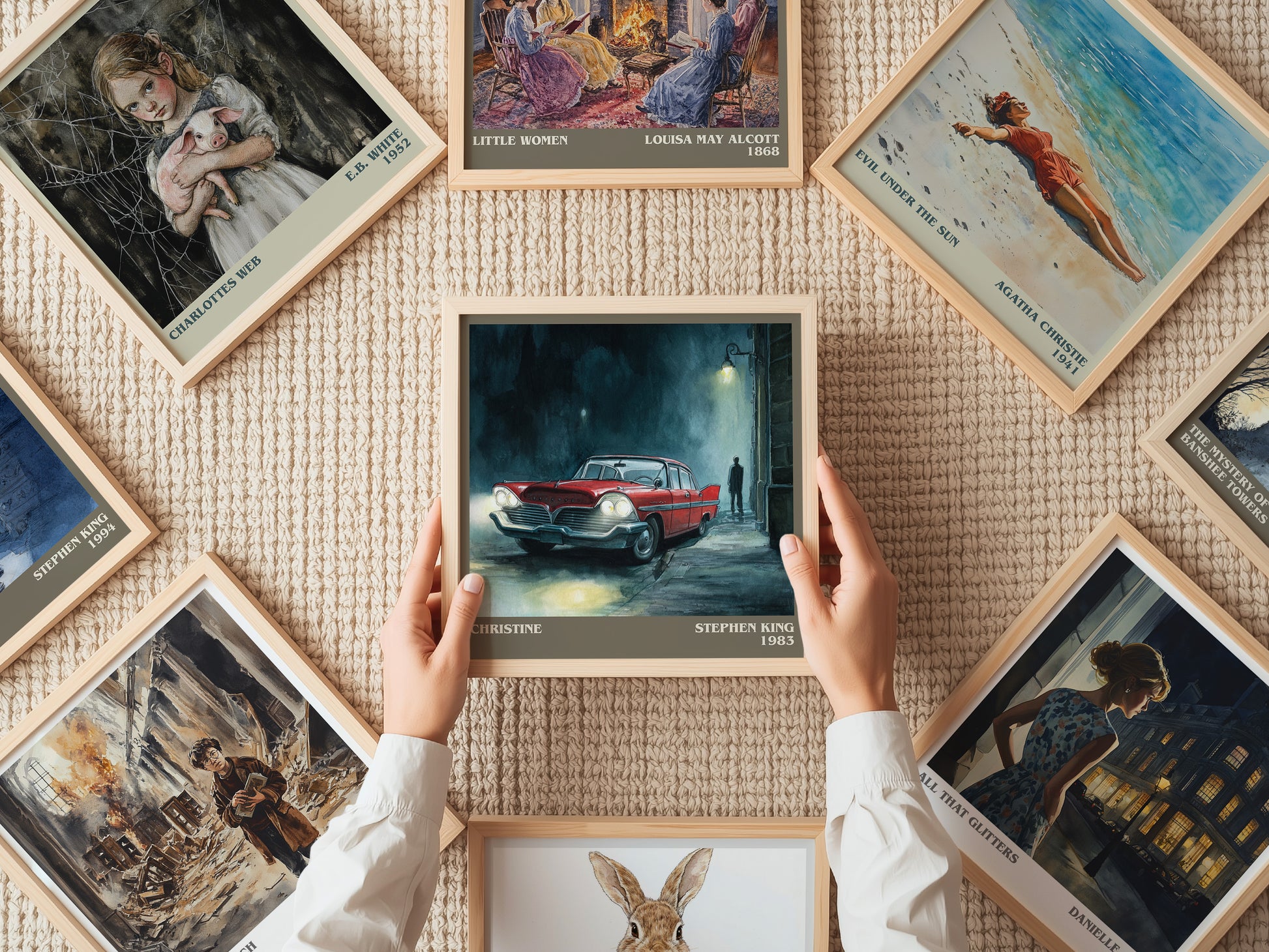 Christine literary print on bookshelf – Stephen King fan gift