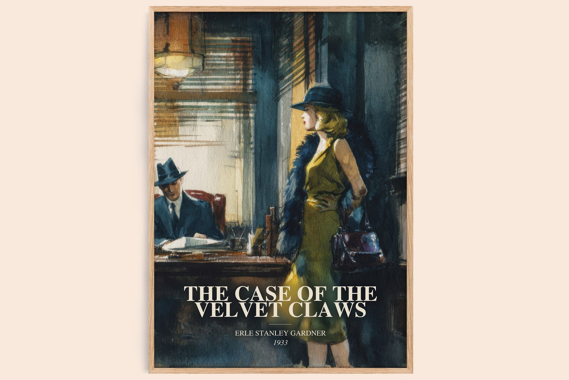 The Case Of The Velvet Claws watercolour book poster by Erle Stanley Gardner – framed literary art print