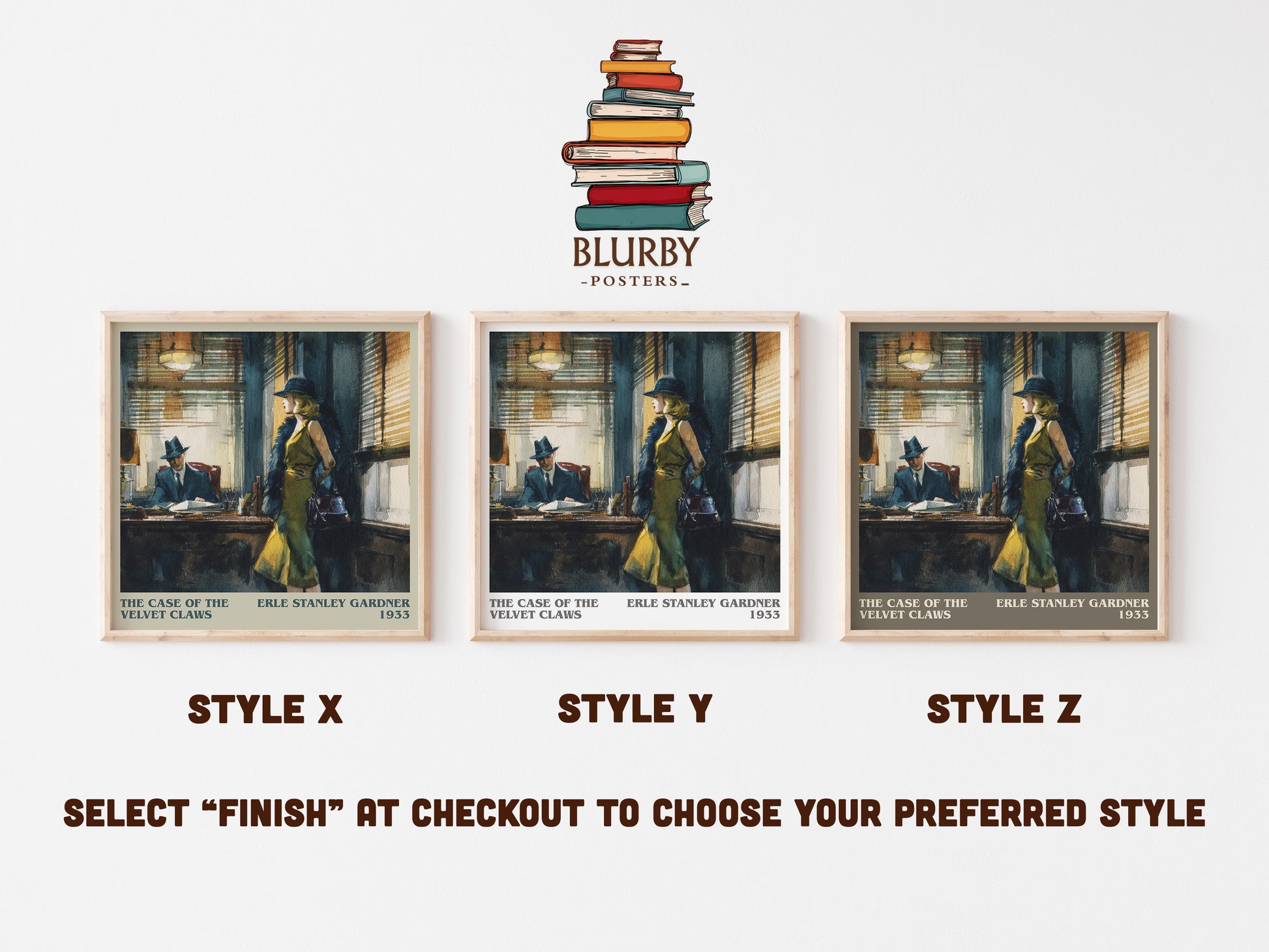 The Case of the Velvet Claws literary art print colour and style options – Erle Stanley Gardner book art