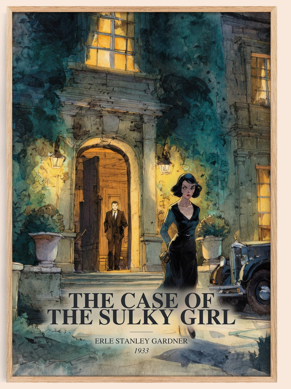 The Case Of The Sulky Girl watercolour book poster by Erle Stanley Gardner – framed literary art print