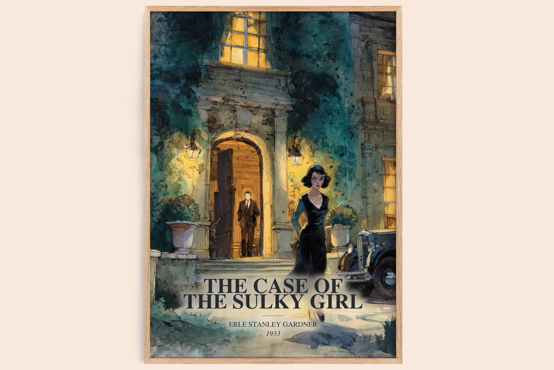 The Case Of The Sulky Girl watercolour book poster by Erle Stanley Gardner – framed literary art print