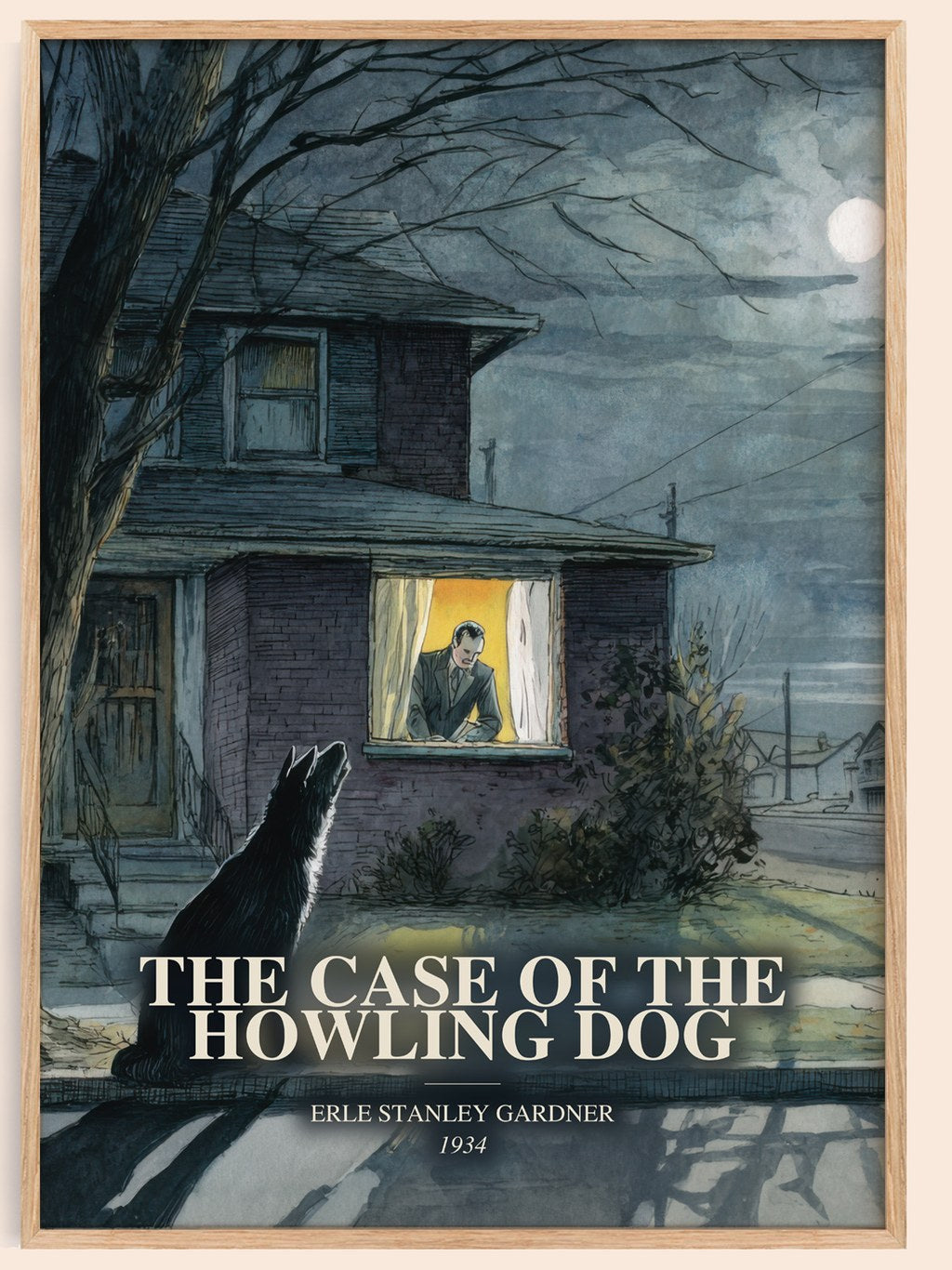 The Case Of The Howling Dog watercolour book poster by Erle Stanley Gardner – framed literary art print