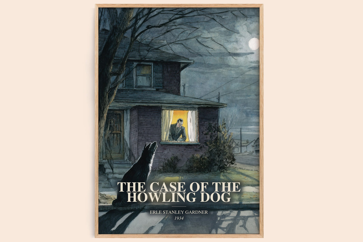 The Case Of The Howling Dog watercolour book poster by Erle Stanley Gardner – framed literary art print