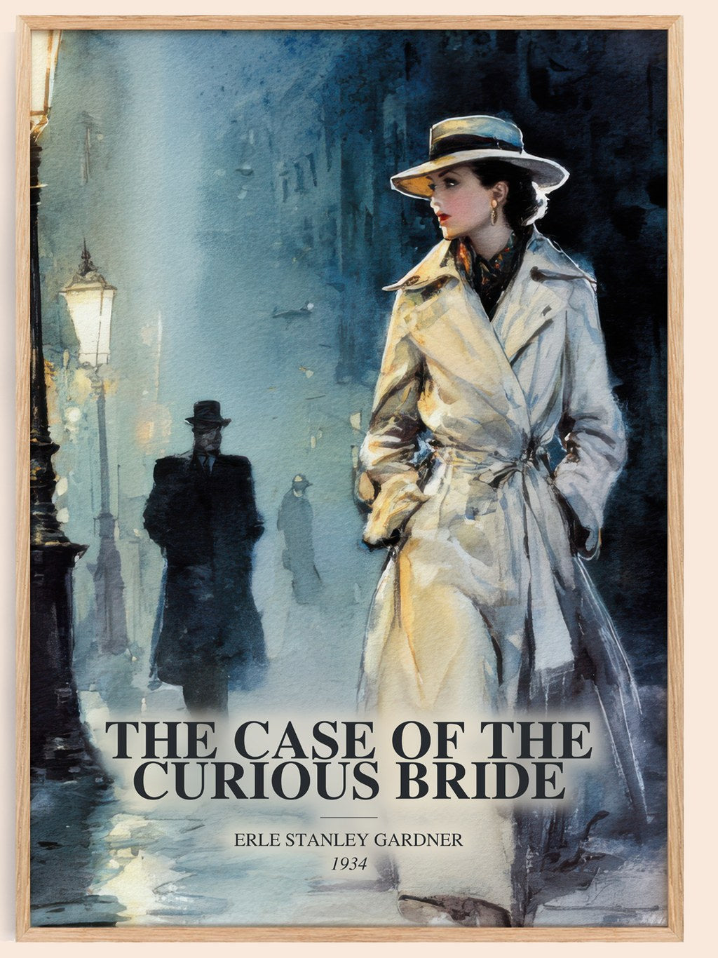 The Case Of The Curious Bride watercolour book poster by Erle Stanley Gardner – framed literary art print