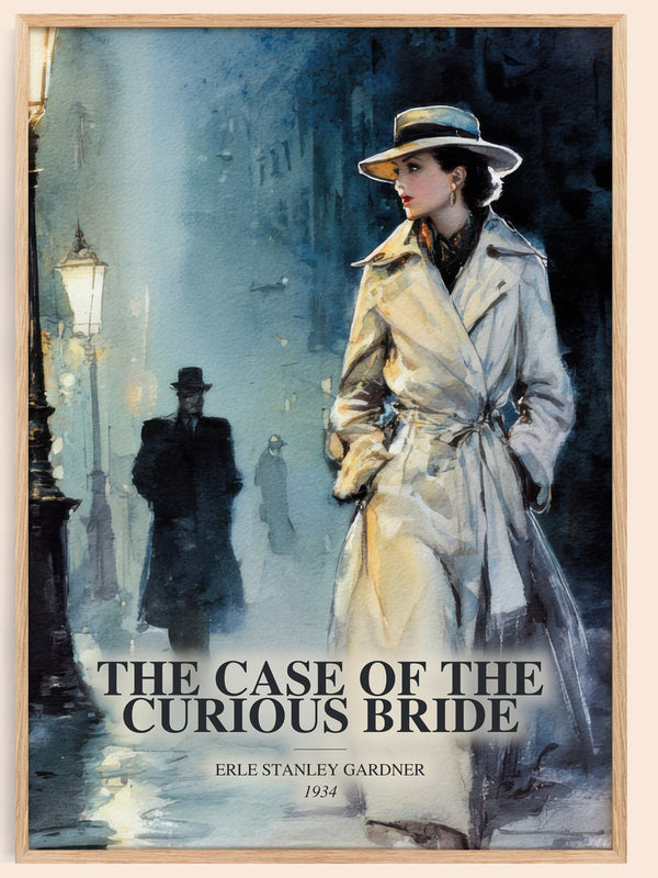 The Case Of The Curious Bride watercolour book poster by Erle Stanley Gardner – framed literary art print