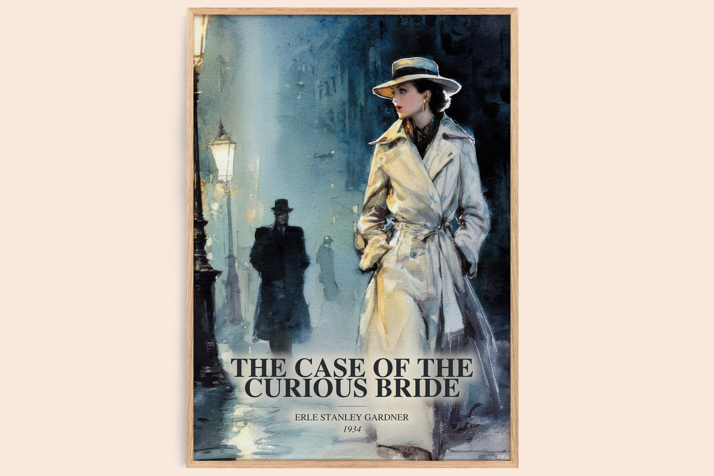 The Case Of The Curious Bride watercolour book poster by Erle Stanley Gardner – framed literary art print