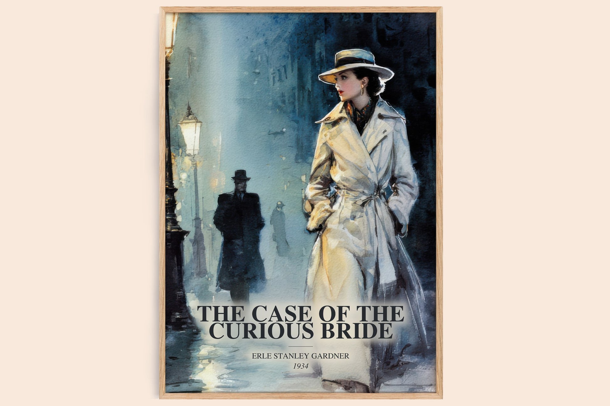 The Case Of The Curious Bride watercolour book poster by Erle Stanley Gardner – framed literary art print