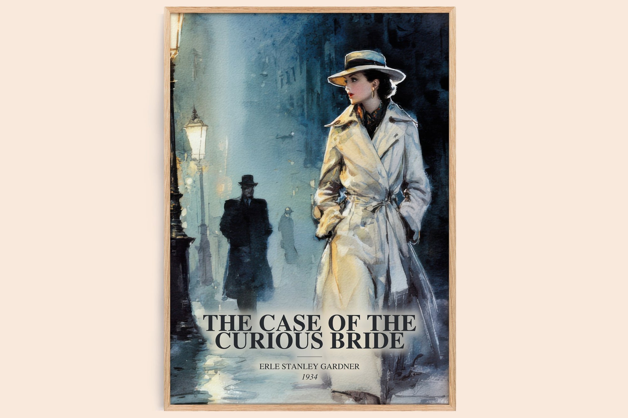 The Case Of The Curious Bride watercolour book poster by Erle Stanley Gardner – framed literary art print