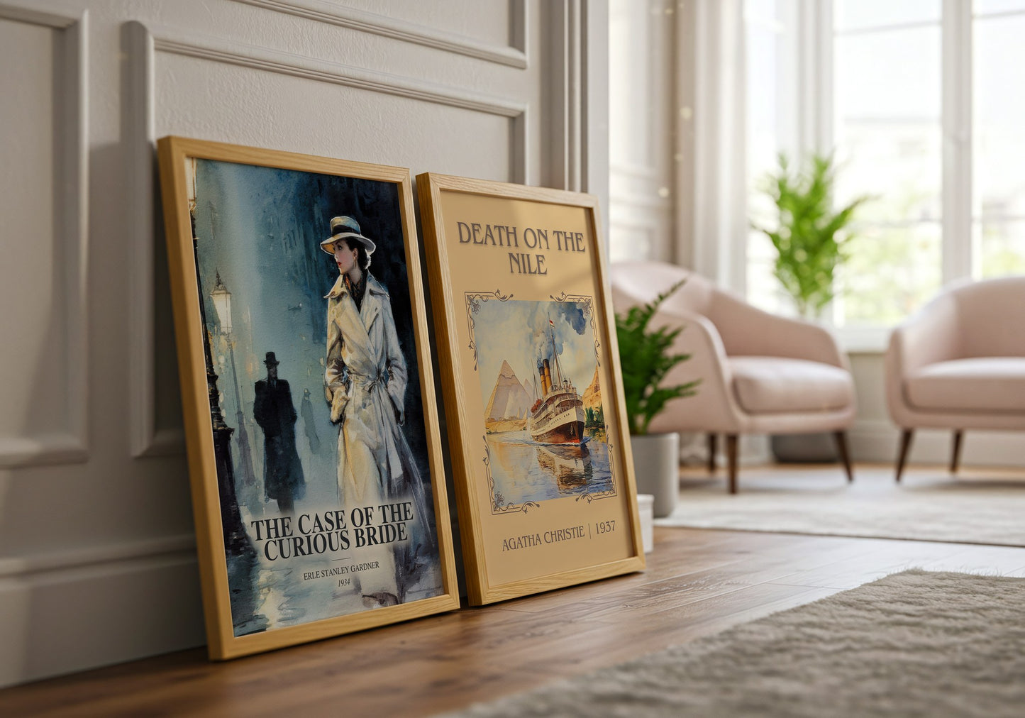 The Case Of The Curious Bride watercolour print framed by window – literary home decor