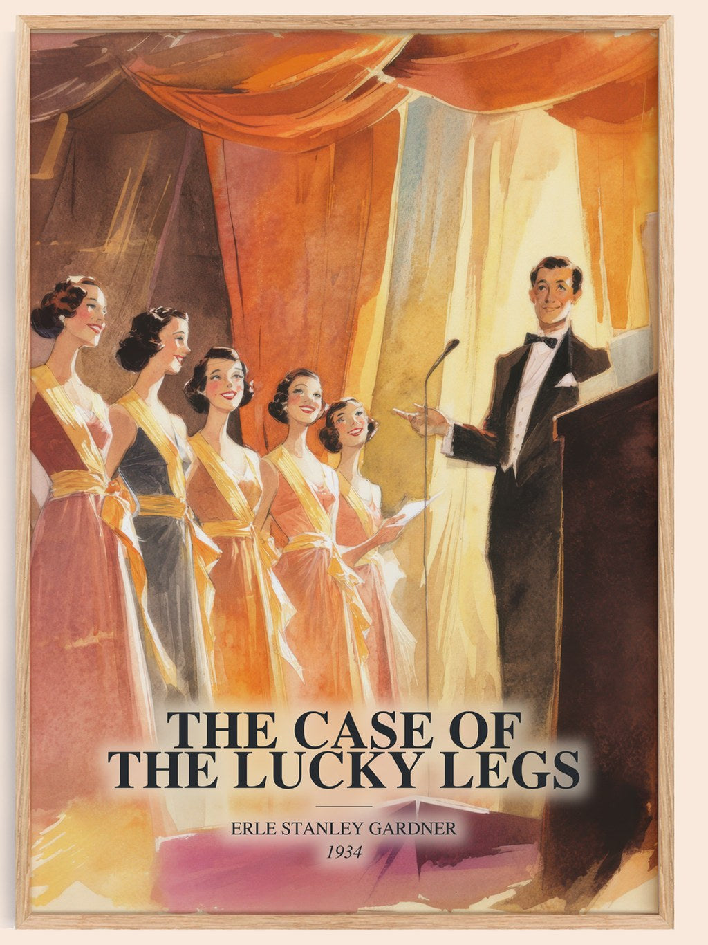 The Case Of The Lucky Legs watercolour book poster by Erle Stanley Gardner – framed literary art print