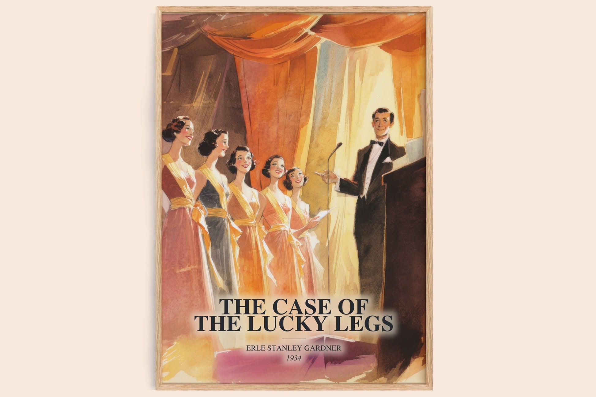 The Case Of The Lucky Legs watercolour book poster by Erle Stanley Gardner – framed literary art print