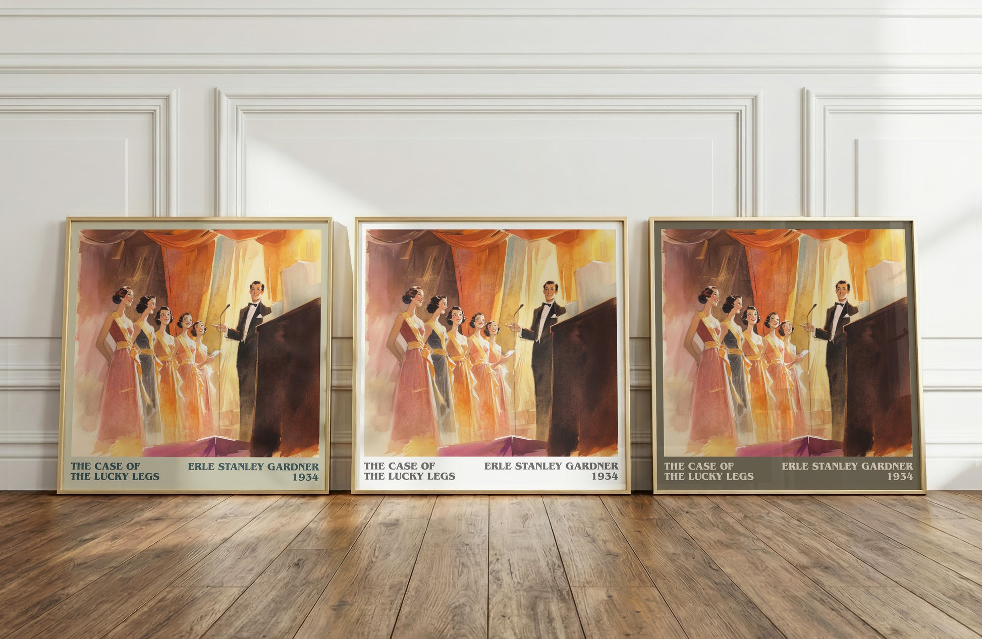 The Case of the Lucky Legs literary print framed by window – literary home decor