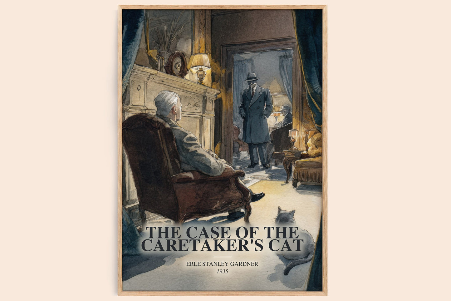 The Case Of The Caretaker'S Cat watercolour book poster by Erle Stanley Gardner – framed literary art print