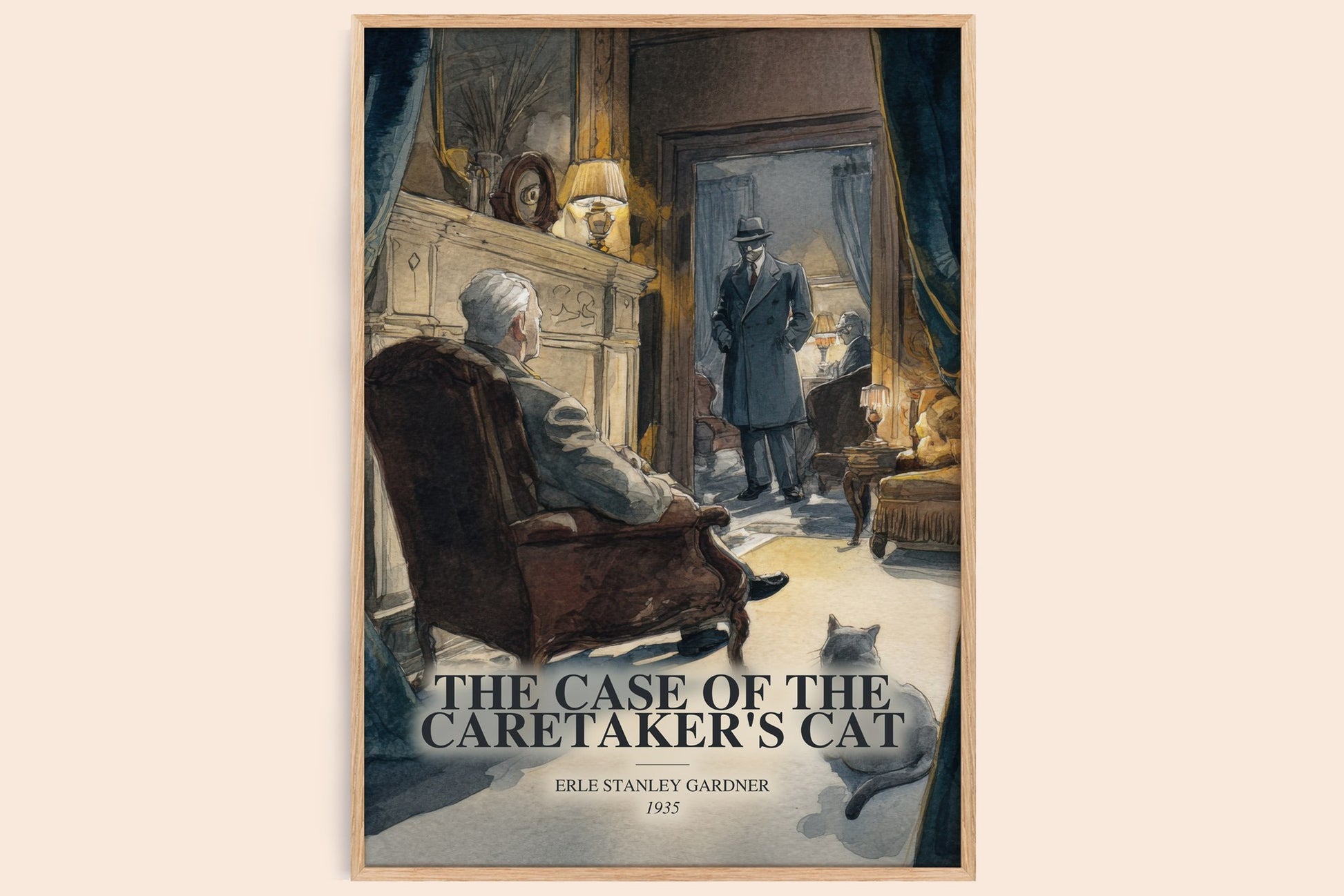 The Case Of The Caretaker'S Cat watercolour book poster by Erle Stanley Gardner – framed literary art print