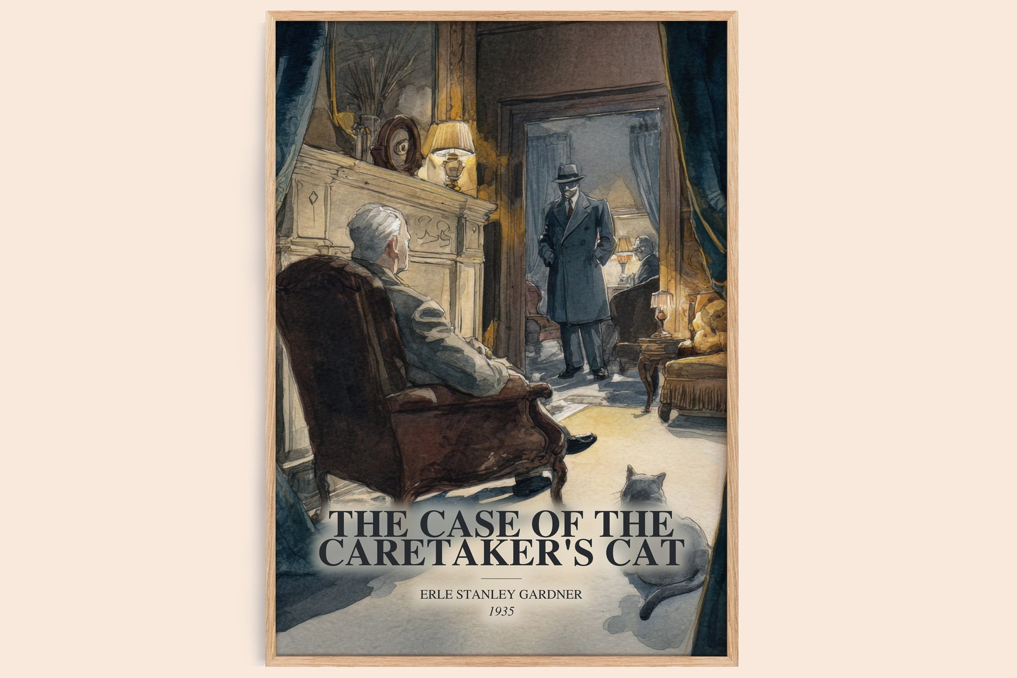 The Case Of The Caretaker'S Cat watercolour book poster by Erle Stanley Gardner – framed literary art print
