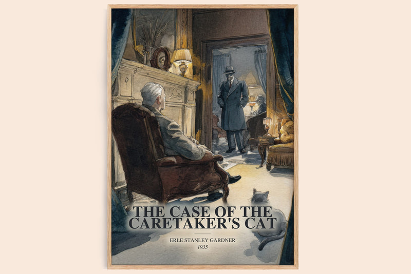 The Case Of The Caretaker'S Cat watercolour book poster by Erle Stanley Gardner – framed literary art print