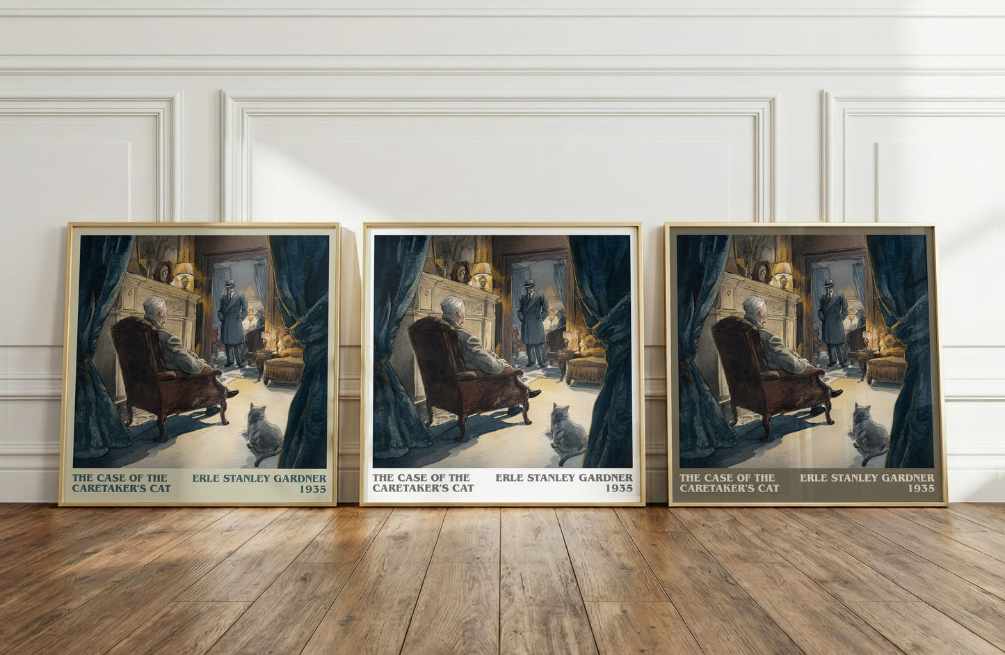 The Case of the Caretaker's Cat literary print framed by window – literary home decor