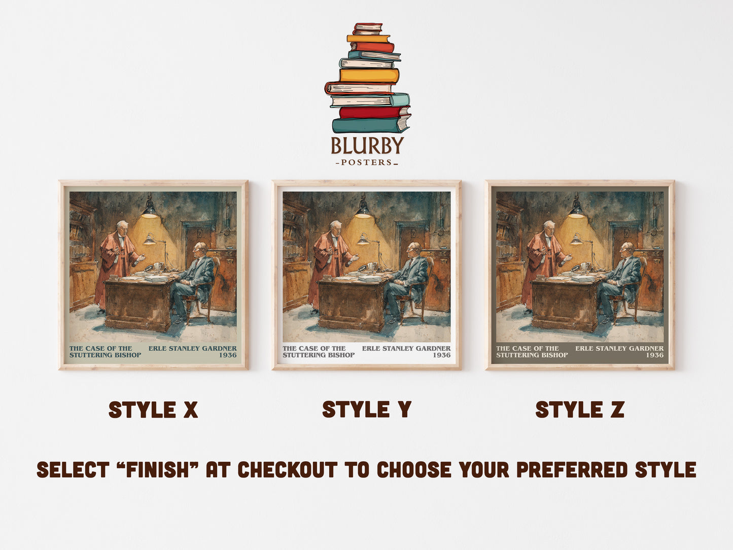 The Case of the Stuttering Bishop literary art print colour and style options – Erle Stanley Gardner book art
