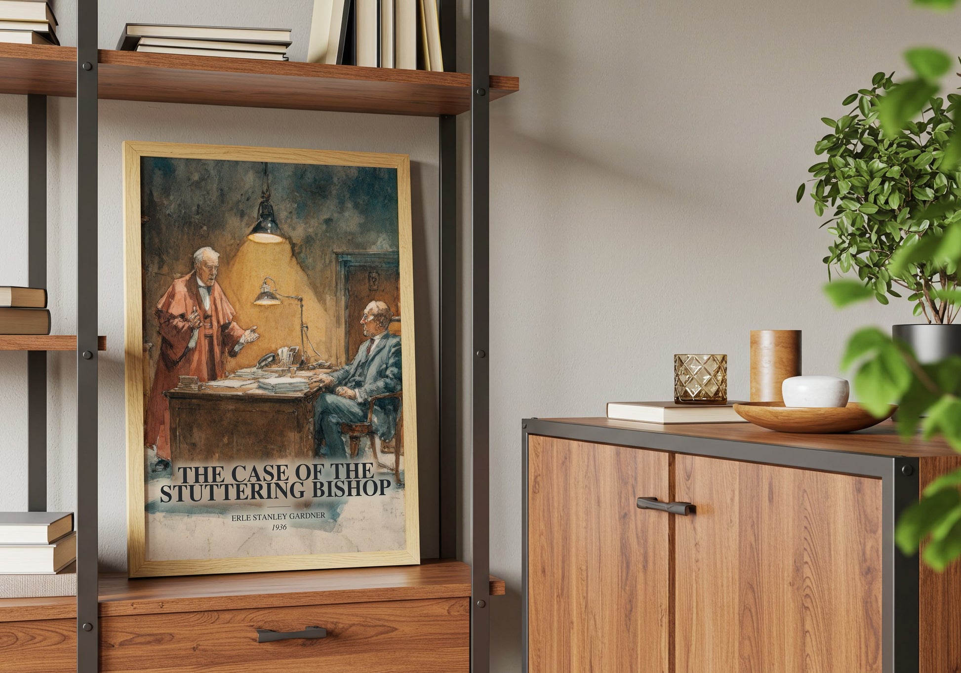 The Case Of The Stuttering Bishop book watercolour illustration paper finish options – matte satin gloss