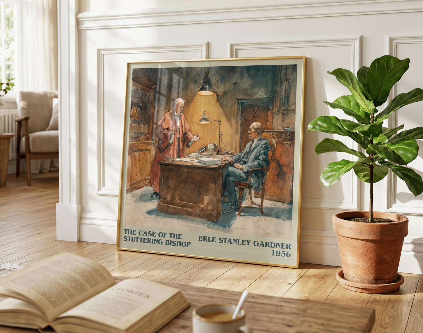 The Case of the Stuttering Bishop literary poster paired in gallery wall – literary art prints