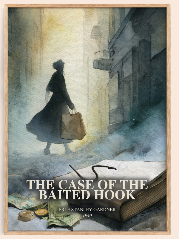 The Case Of The Baited Hook watercolour book poster by Erle Stanley Gardner – framed literary art print