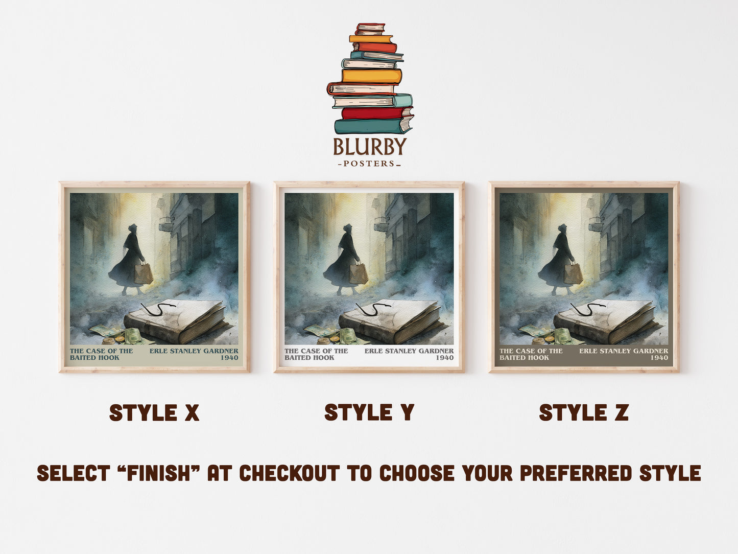 The Case of the Baited Hook literary art print colour and style options – Erle Stanley Gardner book art