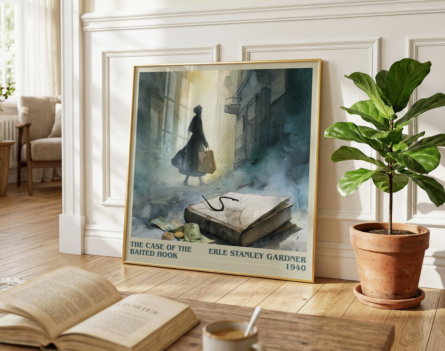 The Case of the Baited Hook literary poster paired in gallery wall – literary art prints