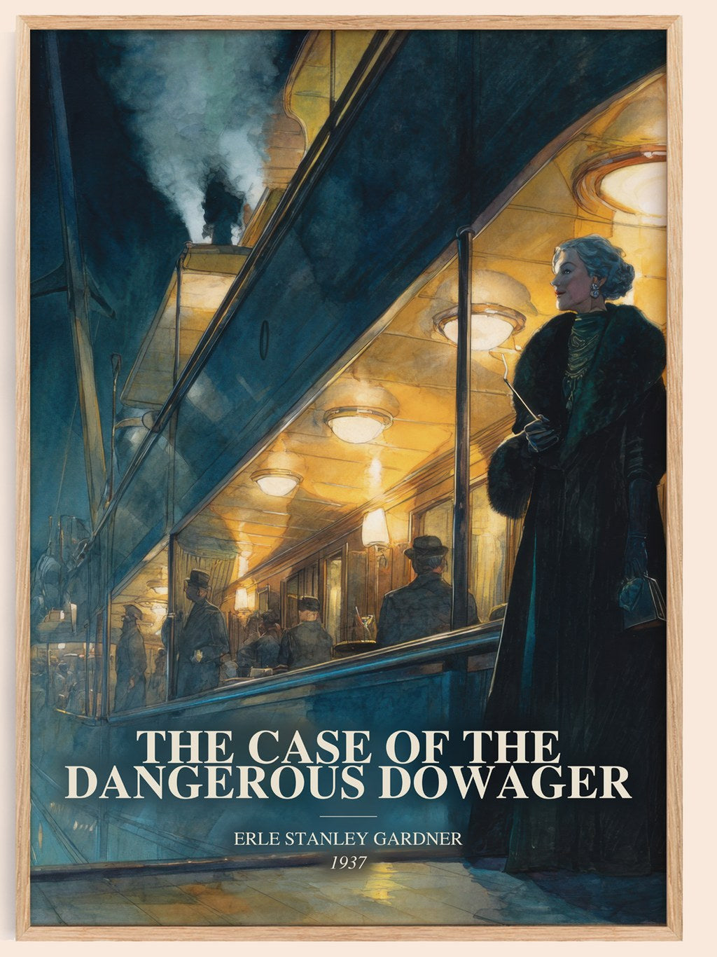 The Case Of The Dangerous Dowager watercolour book poster by Erle Stanley Gardner – framed literary art print