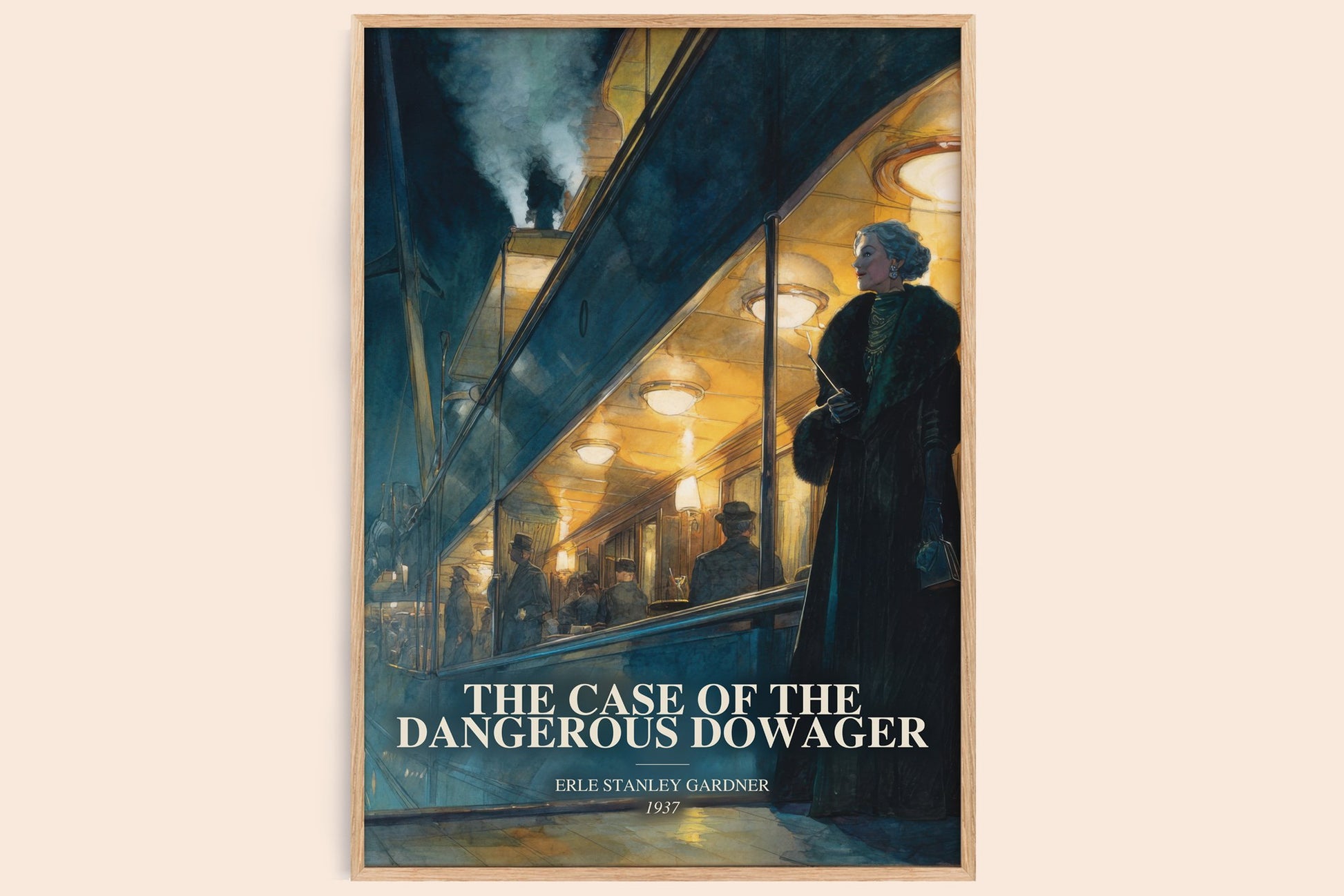 The Case Of The Dangerous Dowager watercolour book poster by Erle Stanley Gardner – framed literary art print
