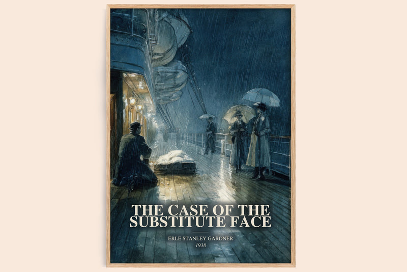 The Case Of The Substitute Face watercolour book poster by Erle Stanley Gardner – framed literary art print