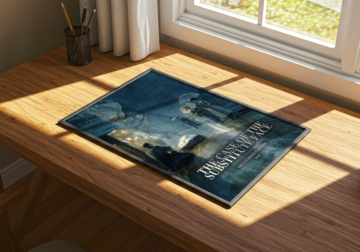 The Case Of The Substitute Face watercolour book poster framed on wall – mystery wall art