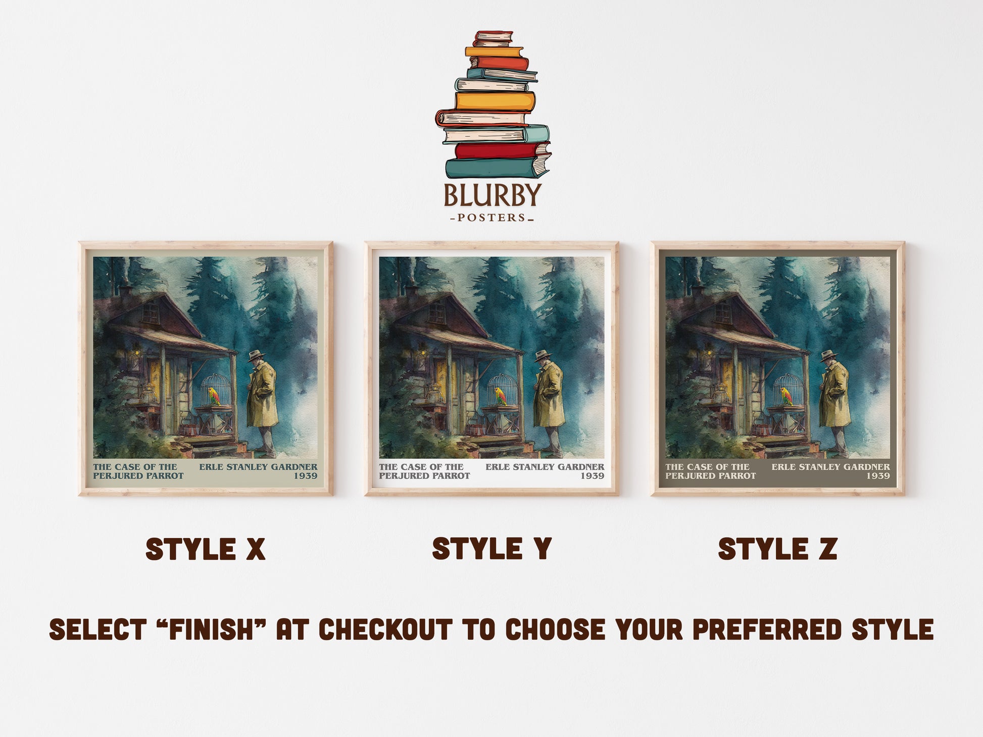 The Case Of The Perjured Parrot literary art print colour and style options – Erle Stanley Gardner book art