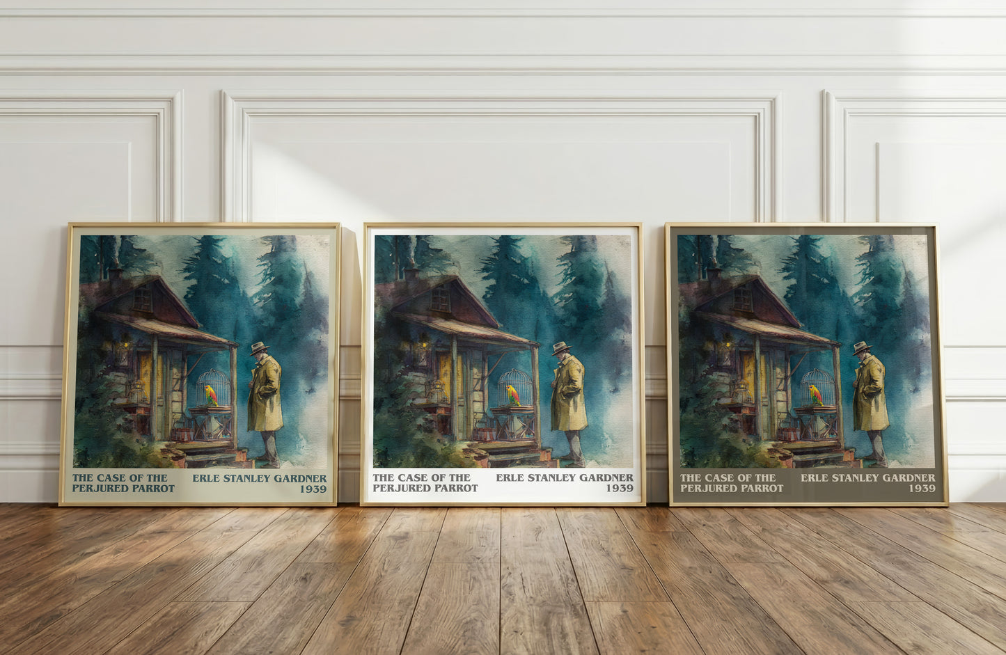 The Case Of The Perjured Parrot literary print framed by window – literary home decor