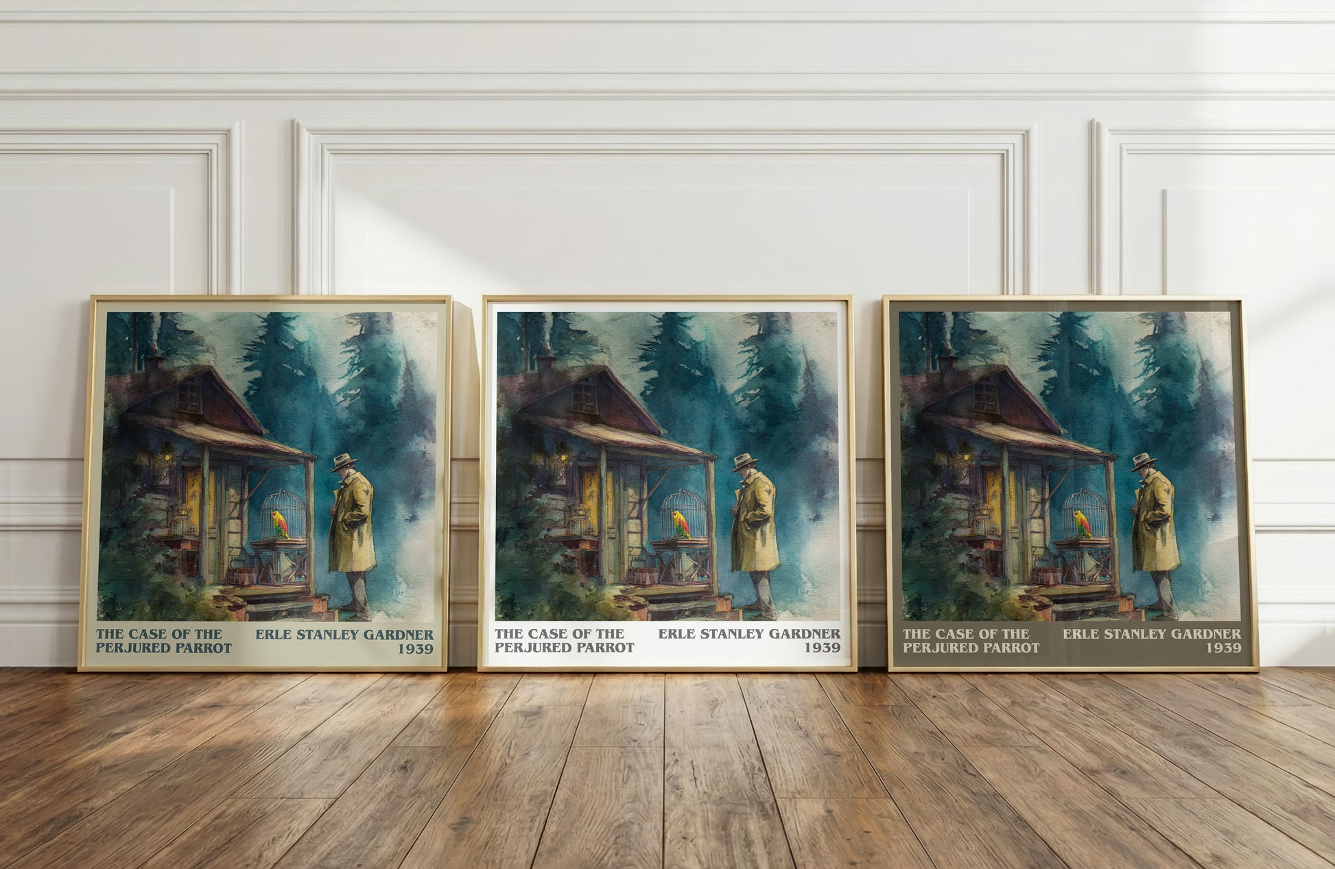 The Case Of The Perjured Parrot literary print framed by window – literary home decor