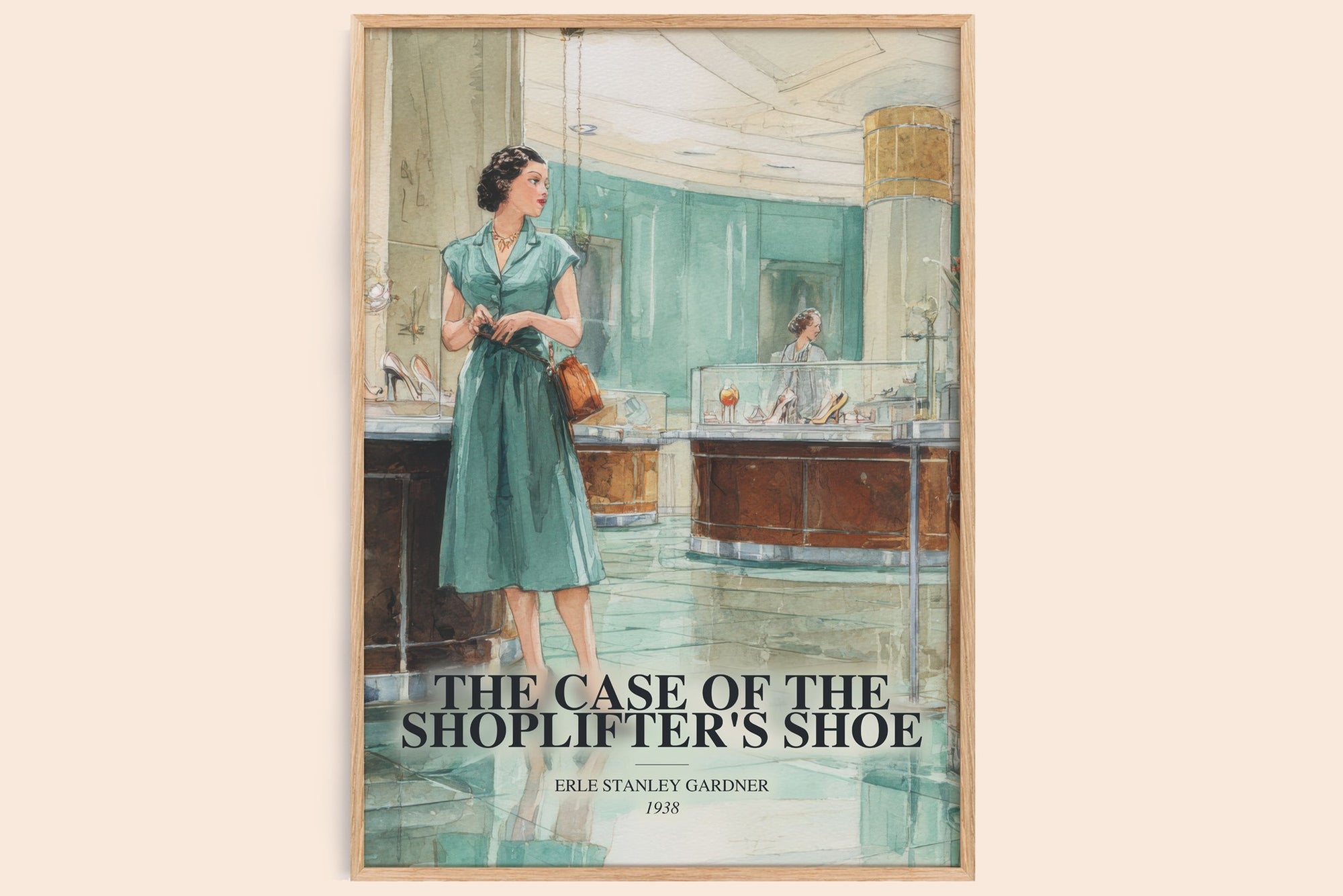 The Case Of The Shoplifter'S Shoe watercolour book poster by Erle Stanley Gardner – framed literary art print