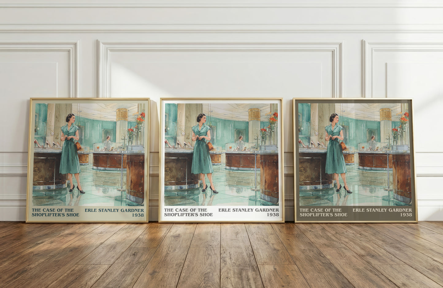 The Case of the Shoplifter's Shoe literary print framed by window – literary home decor