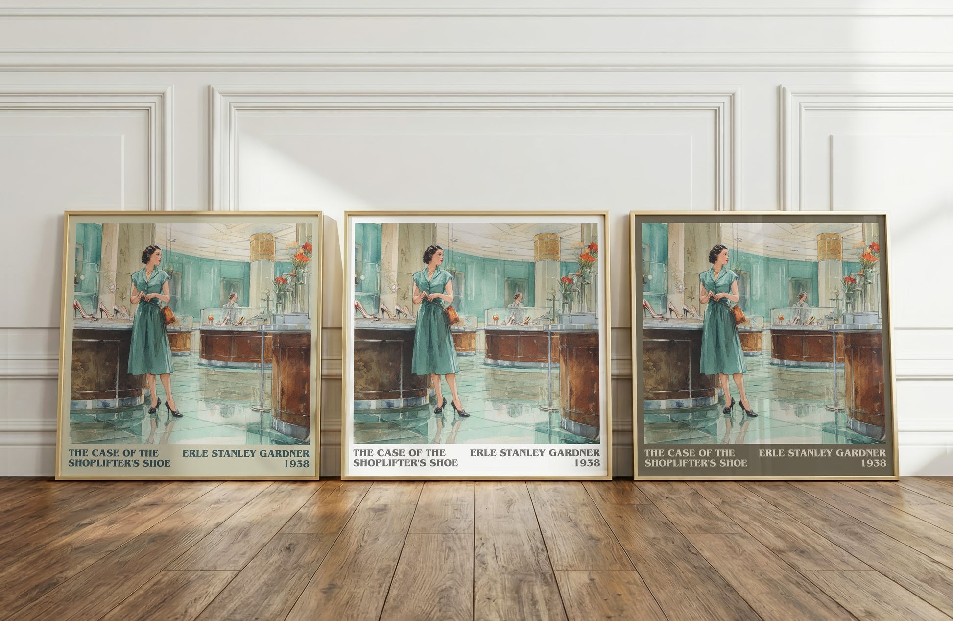 The Case of the Shoplifter's Shoe literary print framed by window – literary home decor