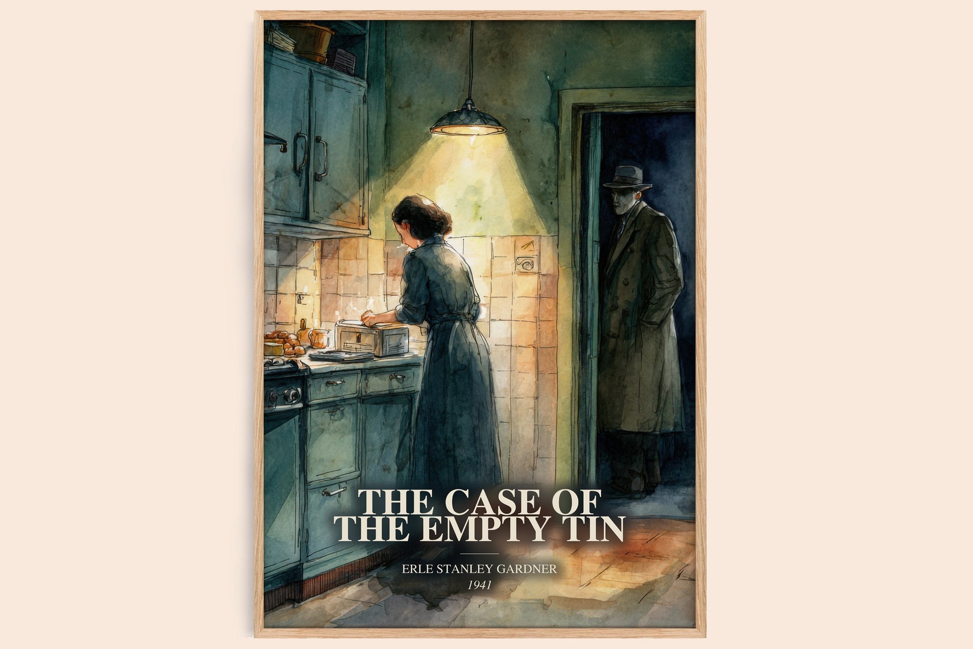 The Case Of The Empty Tin watercolour book poster by Erle Stanley Gardner – framed literary art print