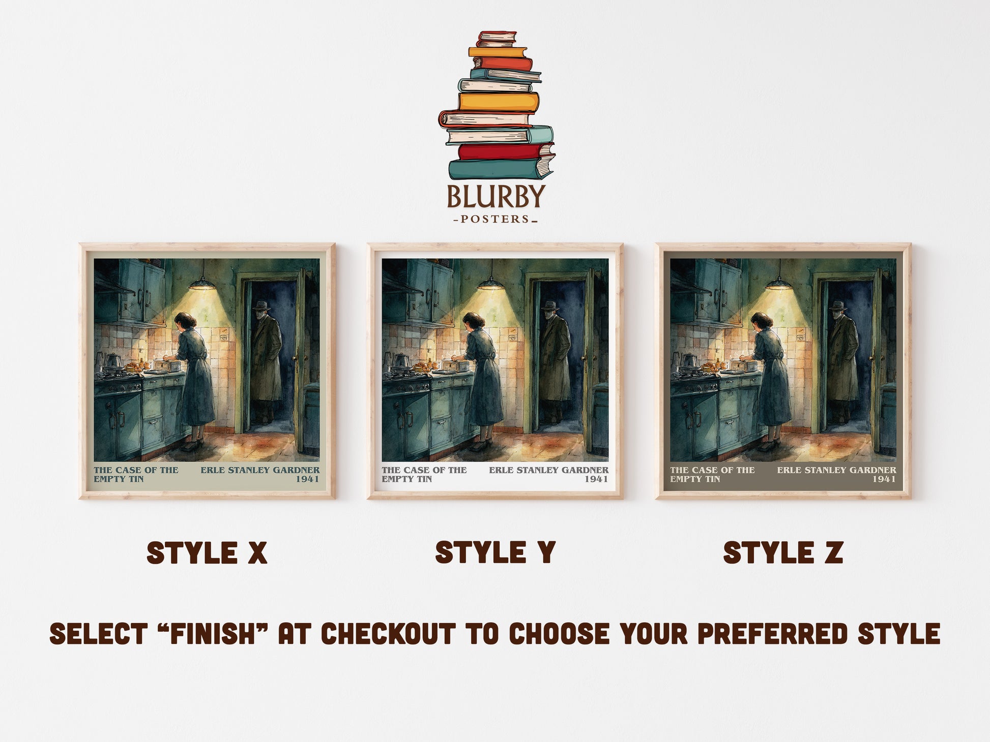 The Case of the Empty Tin literary art print colour and style options – Erle Stanley Gardner book art
