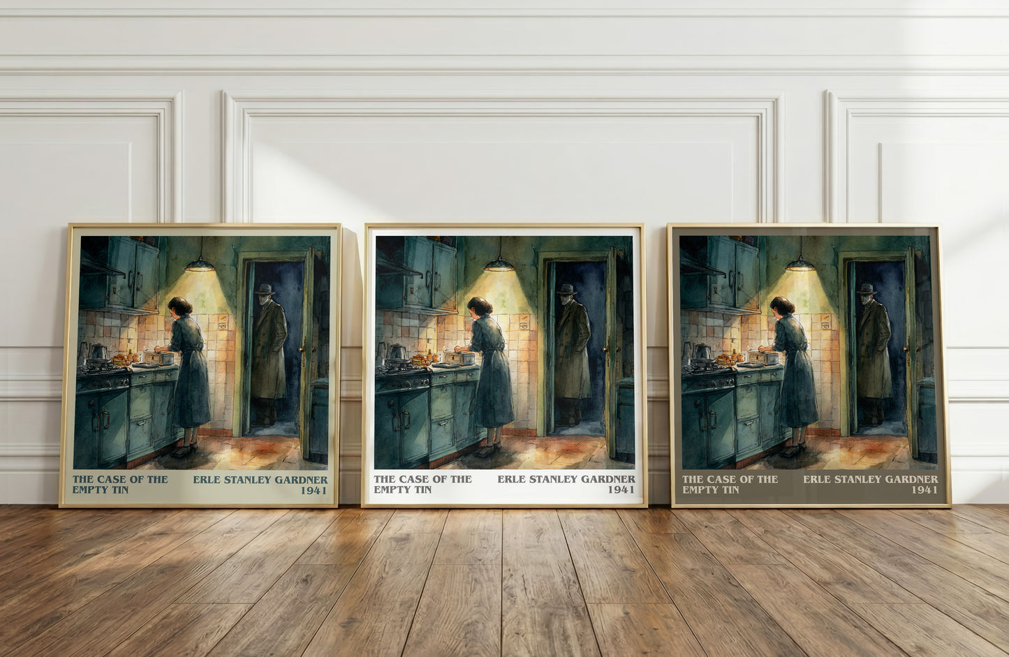 The Case of the Empty Tin literary print framed by window – literary home decor