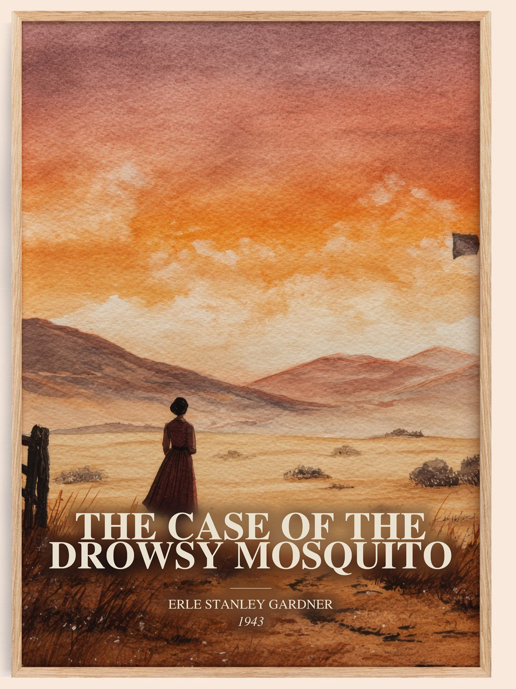 The Case Of The Drowsy Mosquito watercolour book poster by Erle Stanley Gardner – framed literary art print