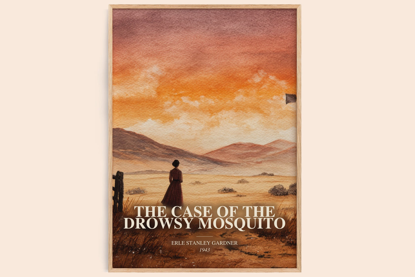 The Case Of The Drowsy Mosquito watercolour book poster by Erle Stanley Gardner – framed literary art print