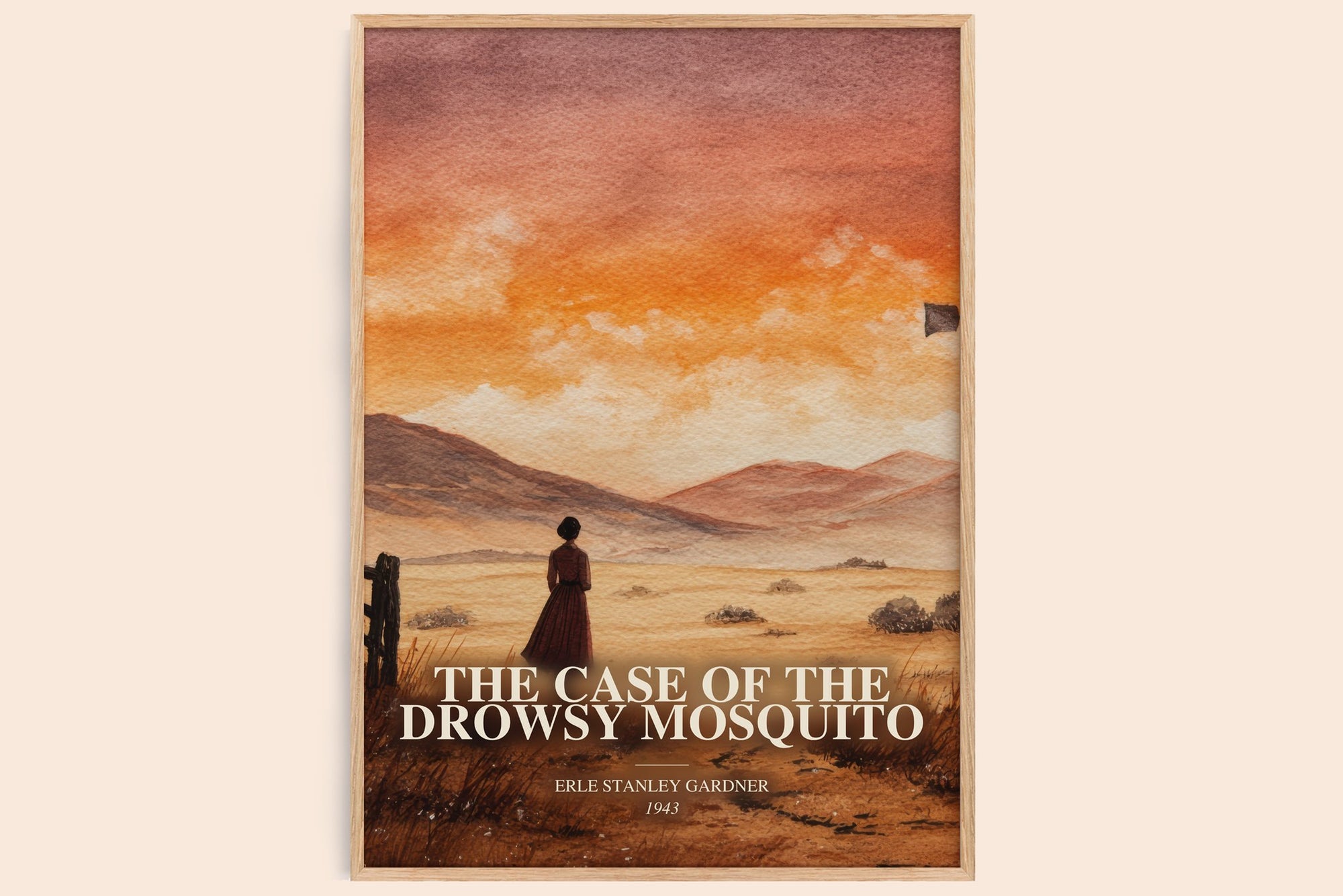 The Case Of The Drowsy Mosquito watercolour book poster by Erle Stanley Gardner – framed literary art print