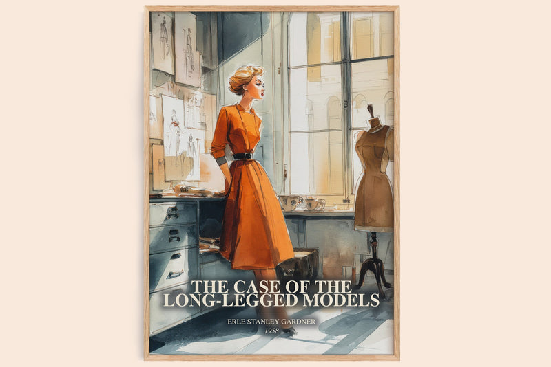 The Case Of The Long-Legged Models watercolour book poster by Erle Stanley Gardner – framed literary art print