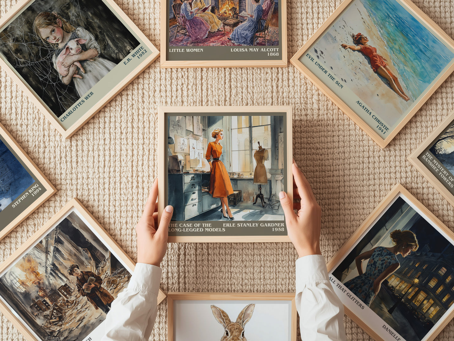The Case of the Long-legged Models literary print on bookshelf – Erle Stanley Gardner fan gift
