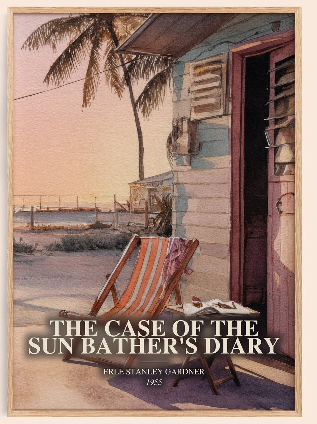 The Case Of The Sun Bather'S Diary watercolour book poster by Erle Stanley Gardner – framed literary art print