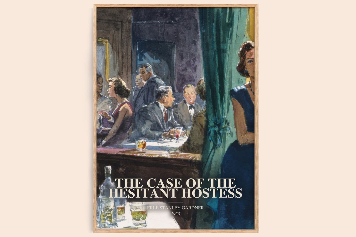 The Case Of The Hesitant Hostess watercolour book poster by Erle Stanley Gardner – framed literary art print
