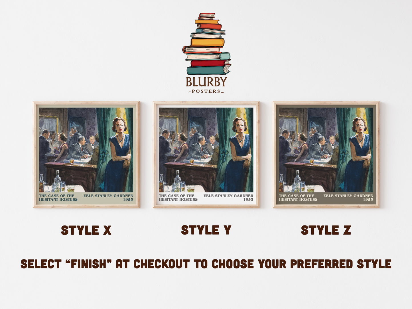 The Case of the Hesitant Hostess literary art print colour and style options – Erle Stanley Gardner book art
