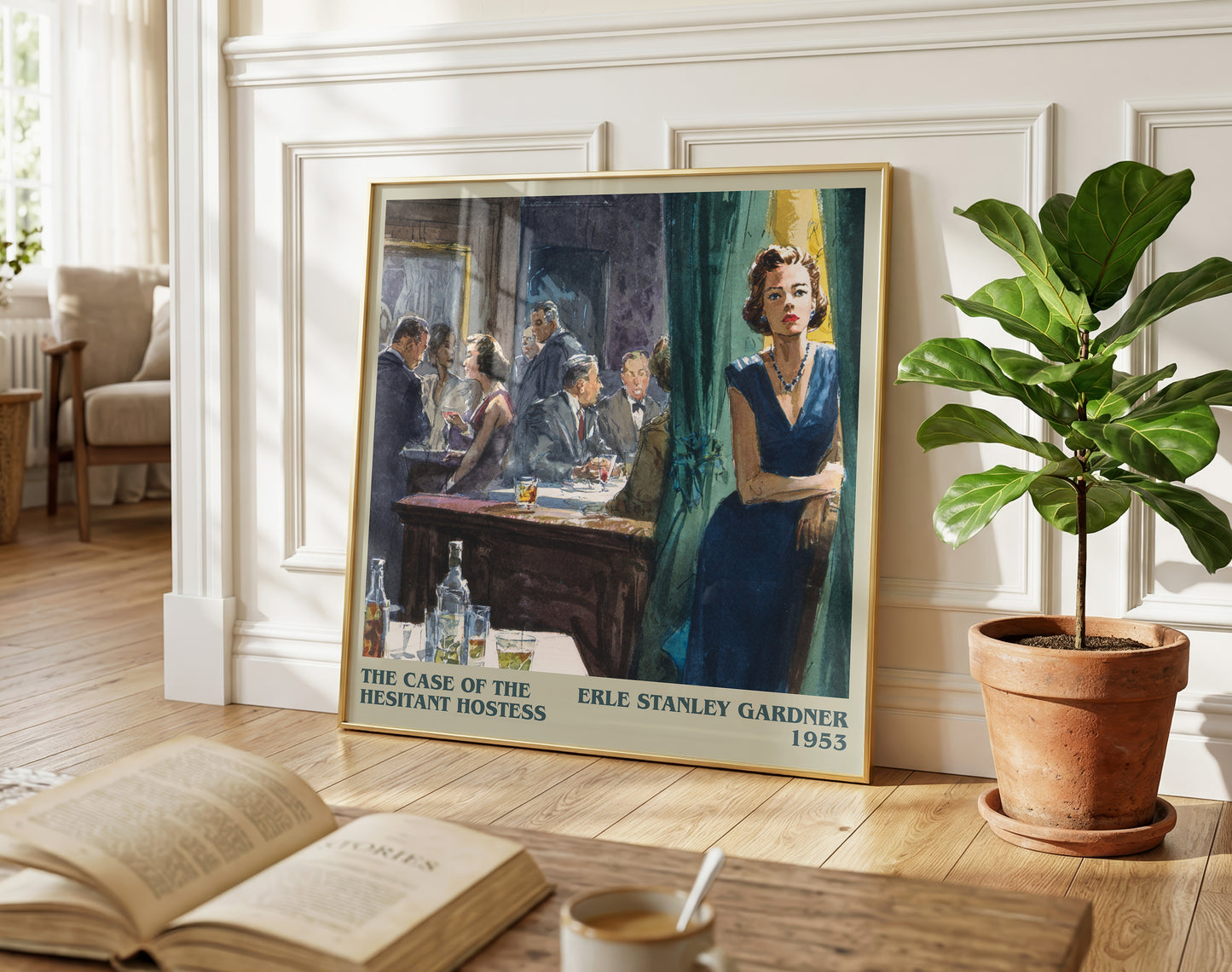The Case of the Hesitant Hostess literary poster paired in gallery wall – literary art prints