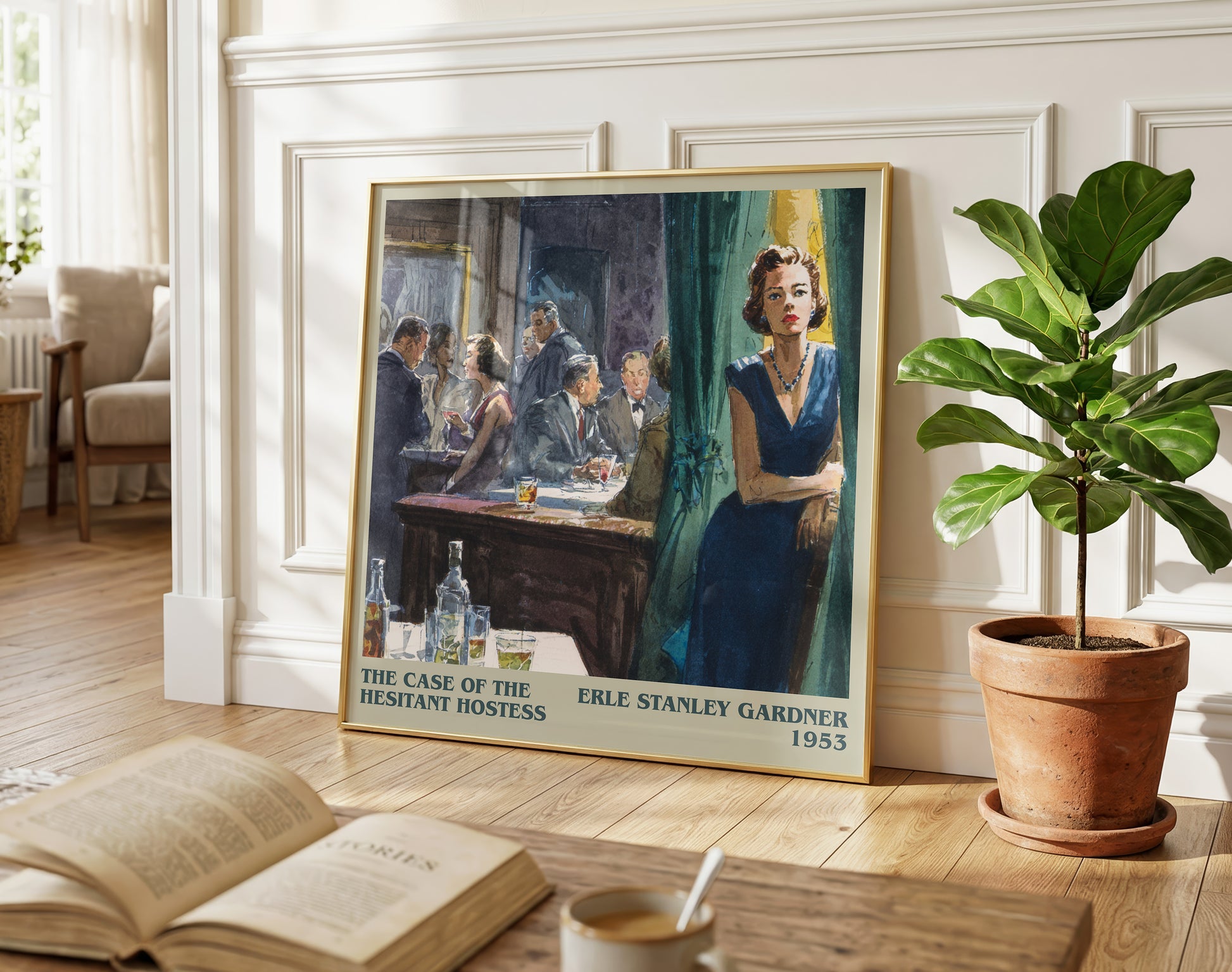 The Case of the Hesitant Hostess literary poster paired in gallery wall – literary art prints